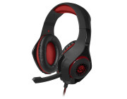 SVEN AP-G886MV, Gaming Headphones with microphone, 3.5 mm (4 pin) or 2*3.5 mm (3 pin) stereo mini-jack (connector for PC), volume control on the cable, Non-tangling cable with fabric braid, Cable length: 2.2m, Black/Red